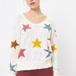 Lou & Grey Multicolor Intarsia Star Sweater Small
